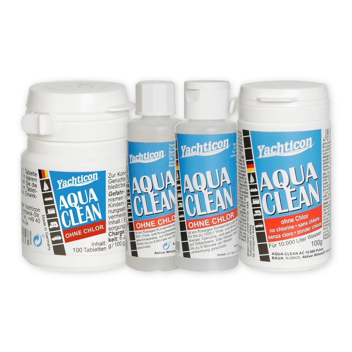 YACHTICON Aqua Clean ohne Chlor Wasserkonservierung – AC 1- AC 5- AC 500- AC 1000 oder AC 10000