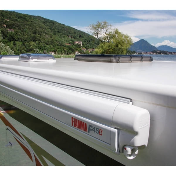 Markise FIAMMA F45 S 260 Royal blue Gehaeuse weiss inkl. Adapter T5 T6 Multivan Transporter ohne C Schiene