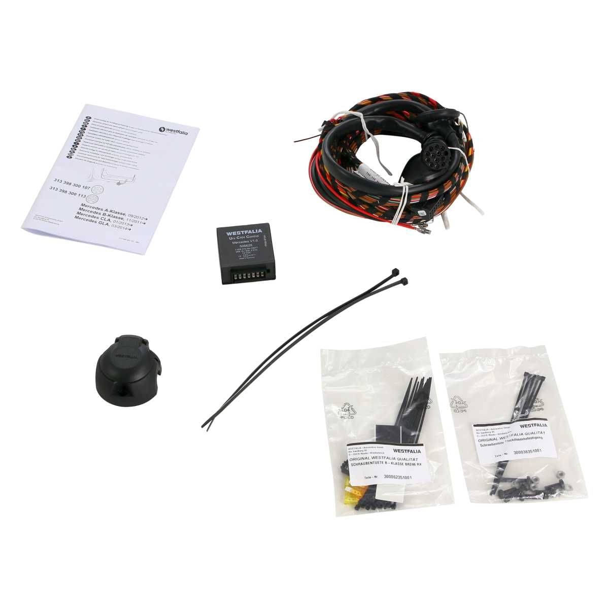 Westfalia Abnehmbare Anhaengerkupplung fuer Mercedes A-Klasse -W176- -BJ 09-2012-05-2018- Mercedes B-Klasse -W246- -BJ 11-2011-12-2018- - im Set mit 13-pol. fahrzeugspezifischem Elektrosatz - 313398900113