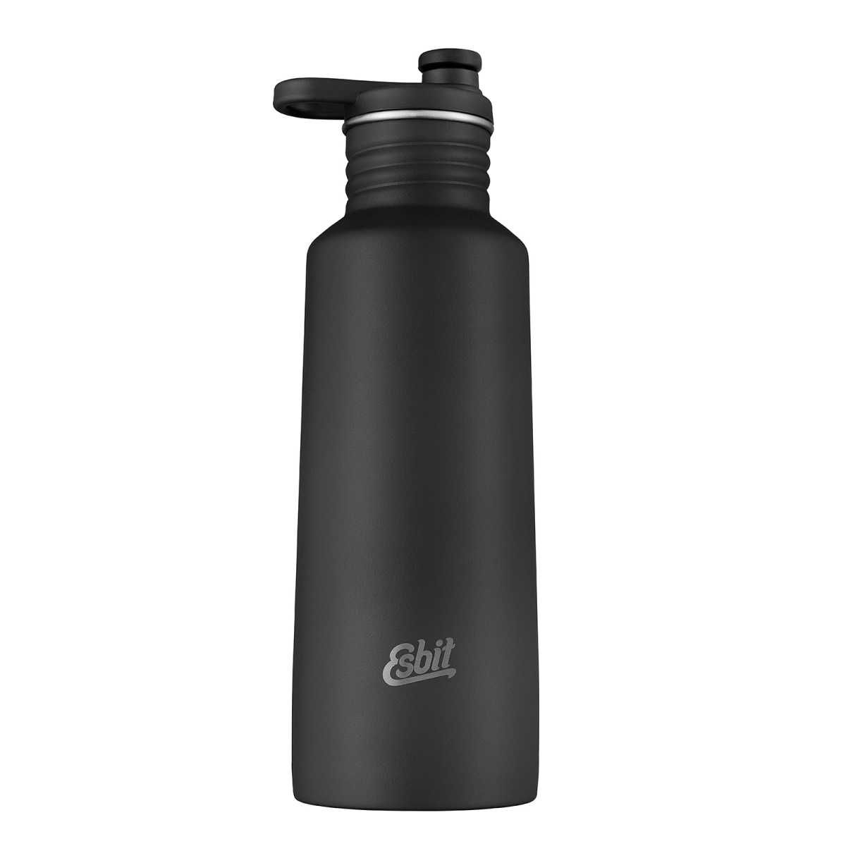 ESBIT Edelstahl Sporttrinkflasche PICTOR 750 ml Schwarz mit Extra Verschluss - DBS750PC-BK