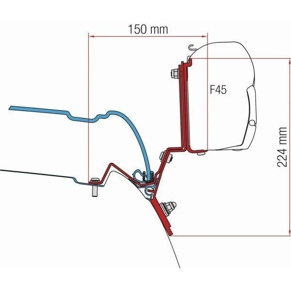 Markise FIAMMA F35 Pro Royal grey 270 cm Gehaeuse Deep black inkl. Adapter Mercedes V Klasse Marco Polo