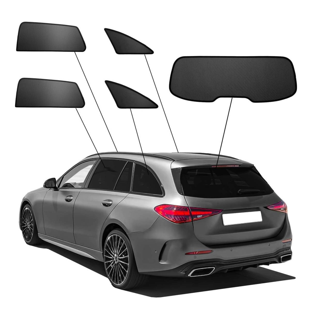 WINDESA SunClip Sonnenschutz - Sichtschutz Mercedes C-Klasse T-Modell ab Bj. 2021 Set ABC - sun-10421abc