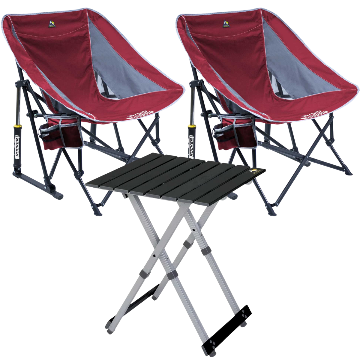 Set GCI Tisch Camp Table 20 & 2 Schaukelstühle Pod Rocker Red Set GCI Tisch Camp Table 20 - 2 Schaukelstuehle Pod Rocker Red - 37418 39126