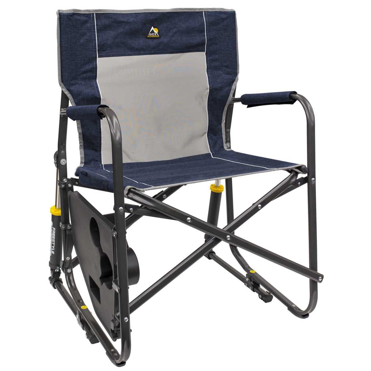 GCI faltbarer Schaukelstuhl Freestyle Rocker mit Seitentisch Heathered Indigo