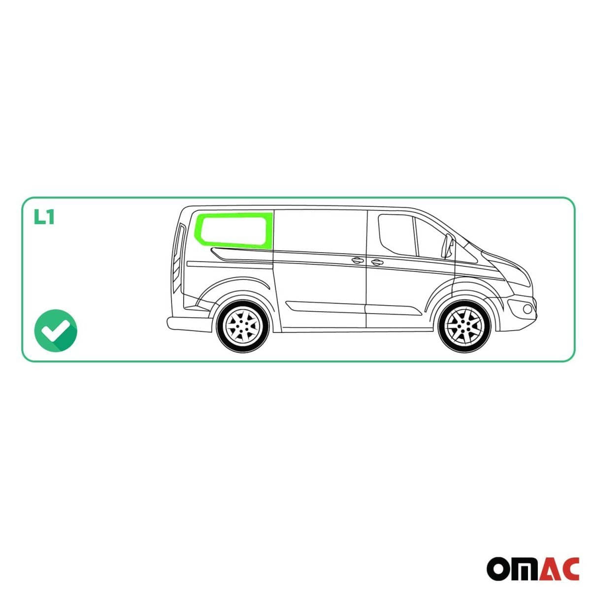 OMAC Seitenfenster Schiebefenster Ford Transit Custom L1 Bj. 2013-2023 Hinten Rechts Schiebetuer - 2624405-1RSDFR