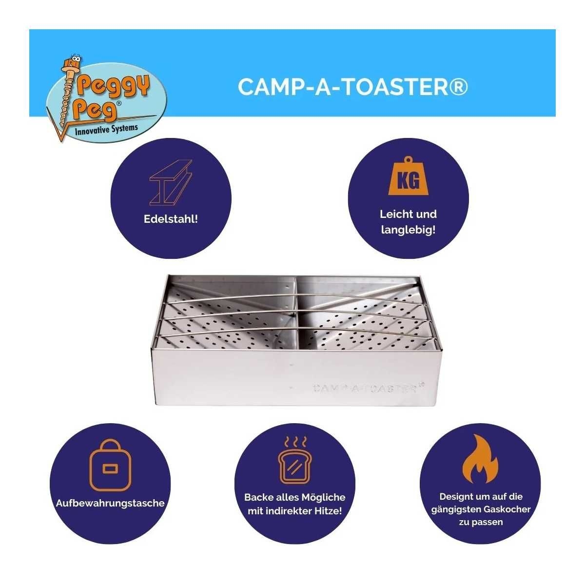 PEGGY PEG Camp A Toaster Edelstahl Camping Toaster fuer Gaskocher - 11101