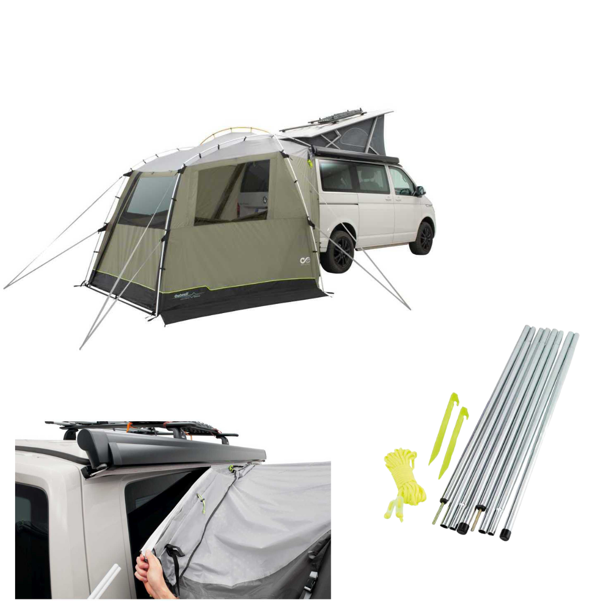 Outwell Busvorzelt Woodcrest mit Touring Connect Set Gestaenge Set Stahl