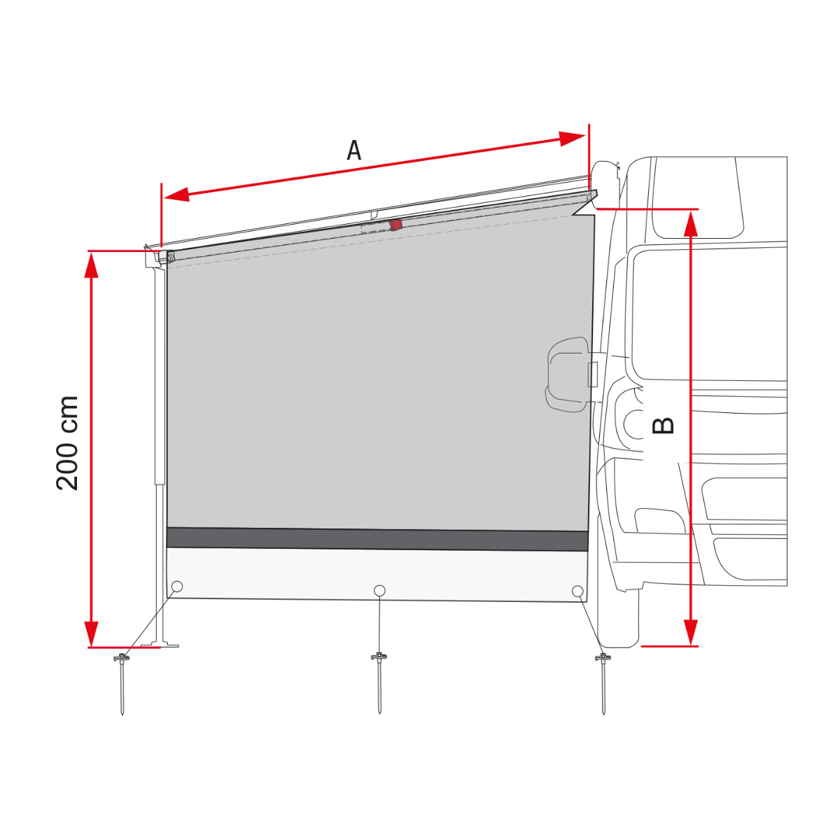 FIAMMA Sun View Side Seitenwand für F43 Van 300 cm, Anbauhöhe 180-210 cm FIAMMA Sun View Side Seitenwand fuer F43 Van 300 cm- Anbauhoehe 180-210 cm - 08990A01-