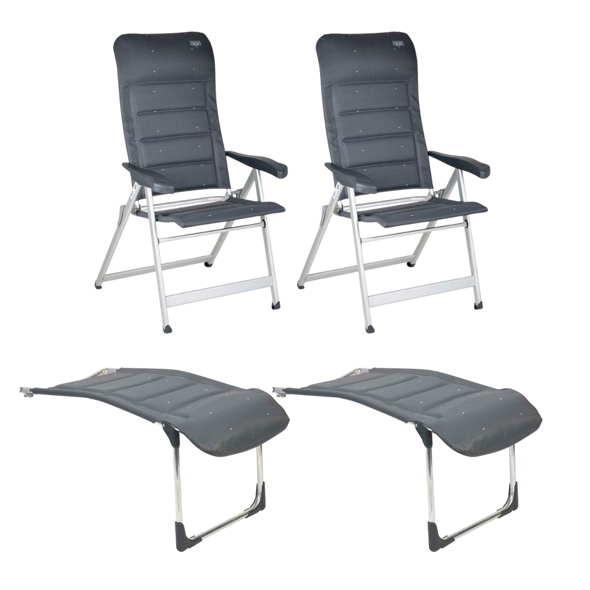 CRESPO Campingstuhl Deluxe AL-237-DL grau - Beinauflagen R-215-DL 2er-Set - 1149077 1149119