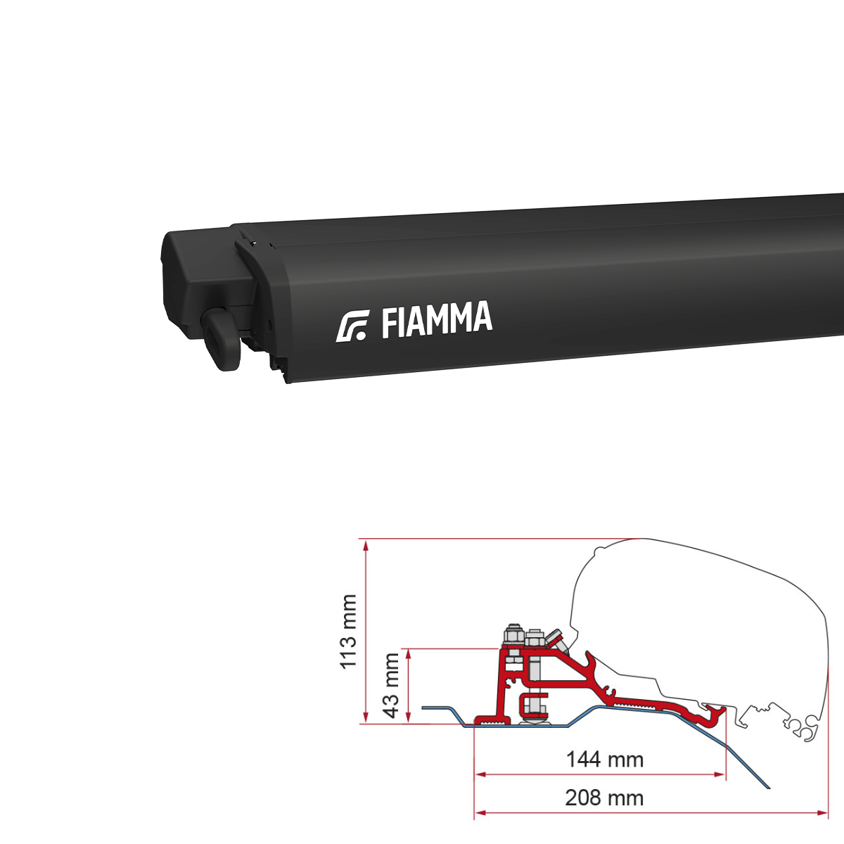 Markise FIAMMA F80 S 370 Royal grey Huis deep black incl. Adapterkit Fiat Ducato Jumper Boxer Sky Markise FIAMMA F80 S 370 Royal grey Gehaeuse deep black inkl. Adapterkit Fiat Ducato Jumper Boxer Sky - 07831D01R 98655Z139