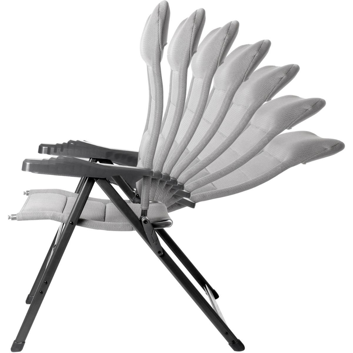 BRUNNER Campingstuhl ARAVEL 3D - M Hellgrau 2er-Set - Rolltisch TITANIUM AXIA 2 104x62 cm - 0404065N.C07M 0406097N