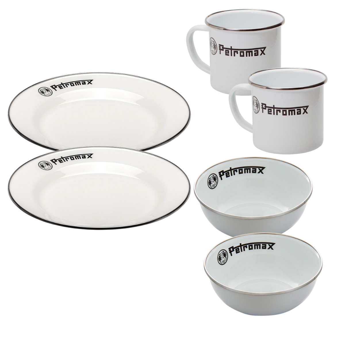 PETROMAX Kleines Emaille Geschirrset Weiss 6-tlg. 