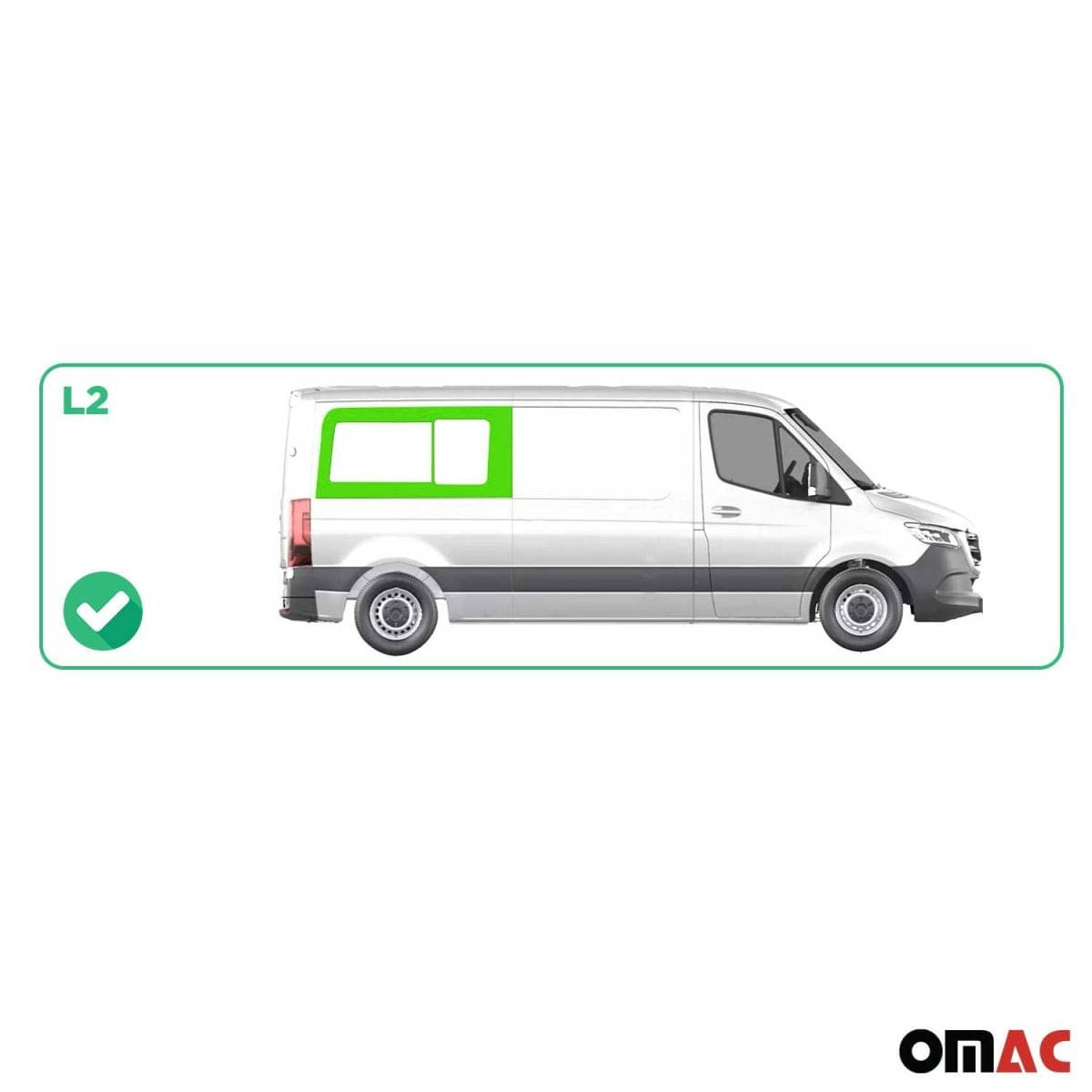 OMAC Seitenfenster Schiebefenster VW Crafter L2 Bj. 2006-2017 Hinten Rechts - A050991