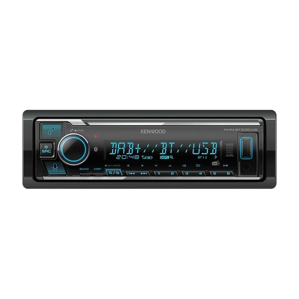 KENWOOD 1-DIN Autoradio ohne CD-Laufwerk mit umschaltbarer Beleuchtung KMM-BT508DAB