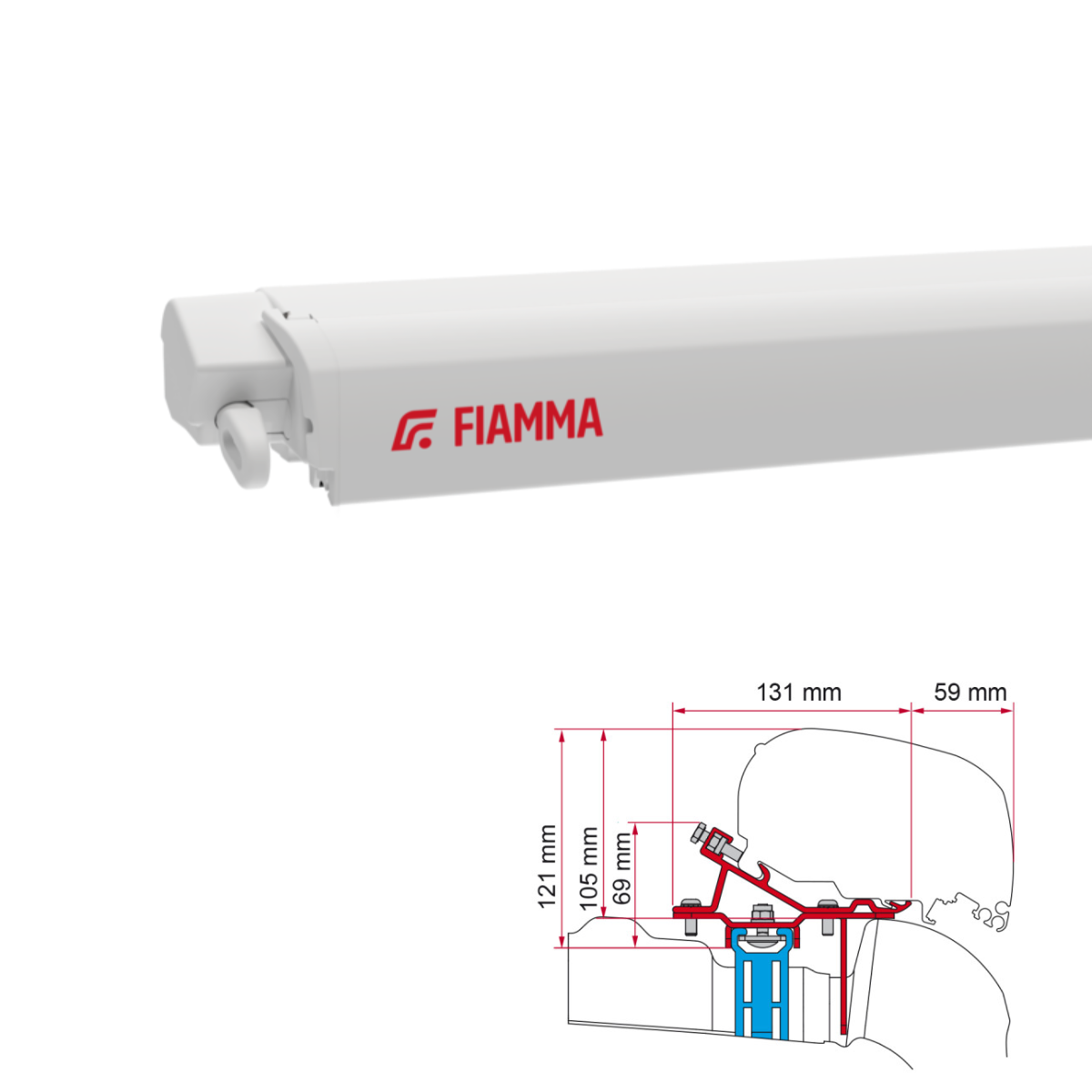Luifel FIAMMA F80 S 400 Royal grey Huis wit incl. adapterkit VW Crafter II MAN TGE H3 L4 vanaf 2017 Markise FIAMMA F80 S 400 Royal grey Gehaeuse weiss inkl. Adapterkit VW Crafter II MAN TGE H3 L4 ab 201 - 07830E01R 98655Z036