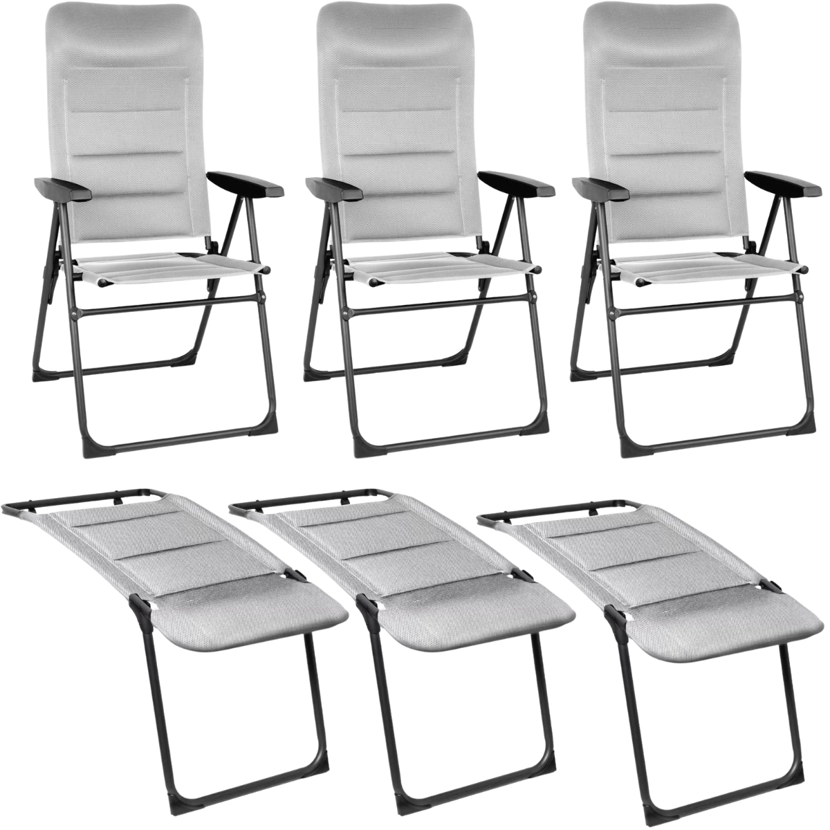 BRUNNER Campingstuhl SKYE 3D RT Grau mit Beinauflagen 3er-Set - 0404060N-C06 0404079N.C06