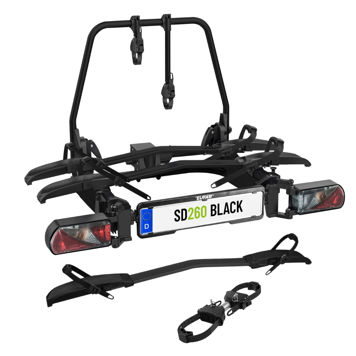 EUFAB SD260 Fahrradträger black für 3 Räder Hecktüren 2+1 inkl. Erweiterung Version 2026 EUFAB SD260 Fahrradtraeger black fuer 3 Raeder Hecktueren 2-1 inkl. Erweiterung Version 2026 - 11655 11642