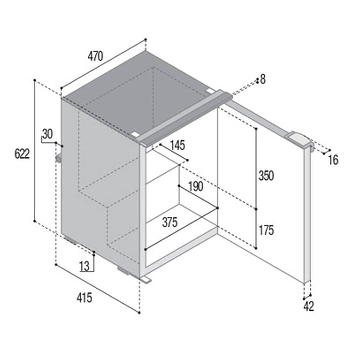 VITRIFRIGO Kompressor-Kuehlschrank C60i CHR 12-24 V 60 L mit Gefrierfach Schwarz