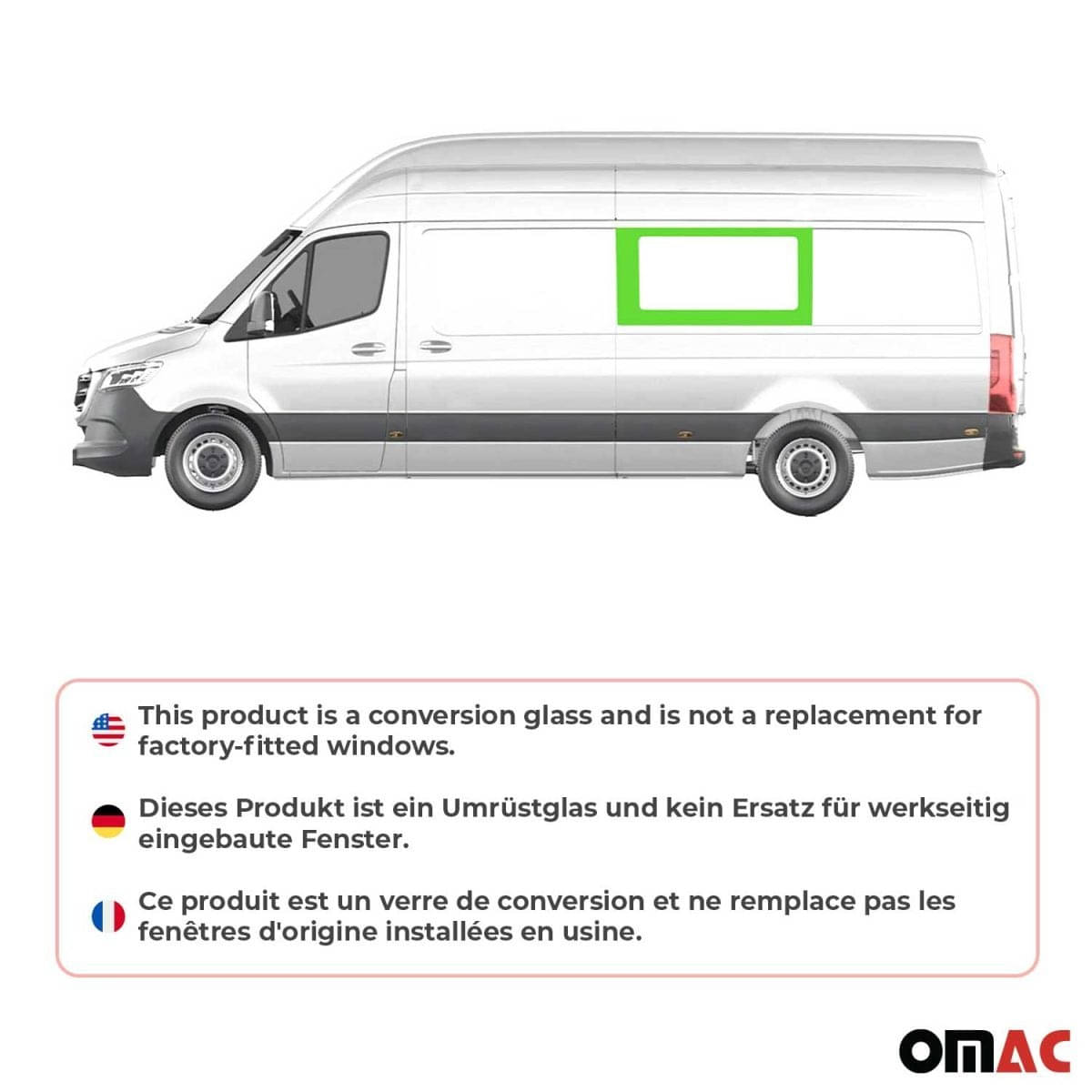 OMAC Seitenfenster Seitenscheibe VW Crafter L3-L4 Bj. 2006-2017 Mitte Links - A050982