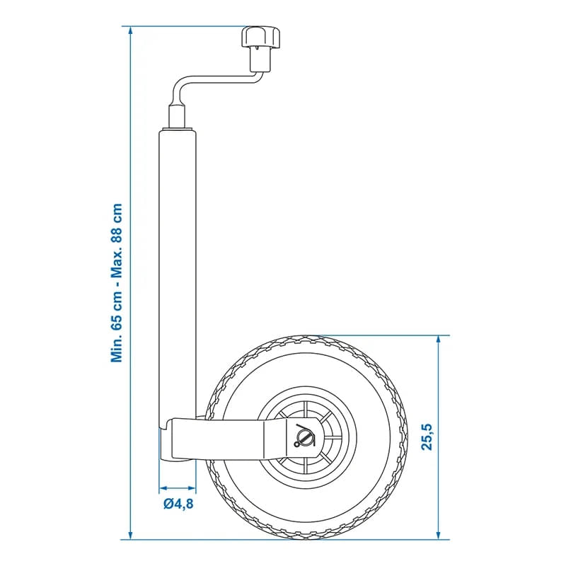 ProPlus Stuetzrad Ø48 mm Metall-Felge mit Luftreifen 260 x 85 mm - 341507