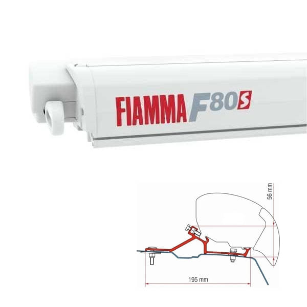 Markise FIAMMA F80 S 370 Royal grey Gehaeuse weiss inkl. Adapter Renault Master Opel Movano H2 L3 ab Modelljahr 2010
