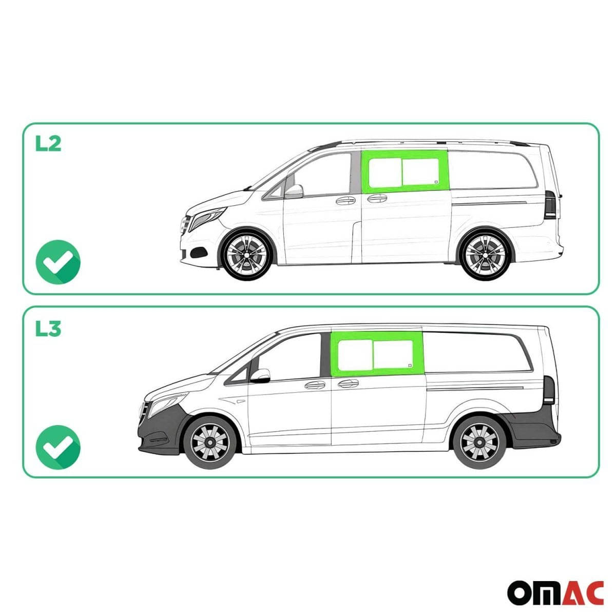 OMAC Seitenfenster Schiebefenster MB Vito W447 L2/L3 ab Bj. 2014 Schiebetür Links OMAC Seitenfenster Schiebefenster MB Vito W447 L2-L3 ab Bj. 2014 Schiebetuer Links - 4733405-1FSSL