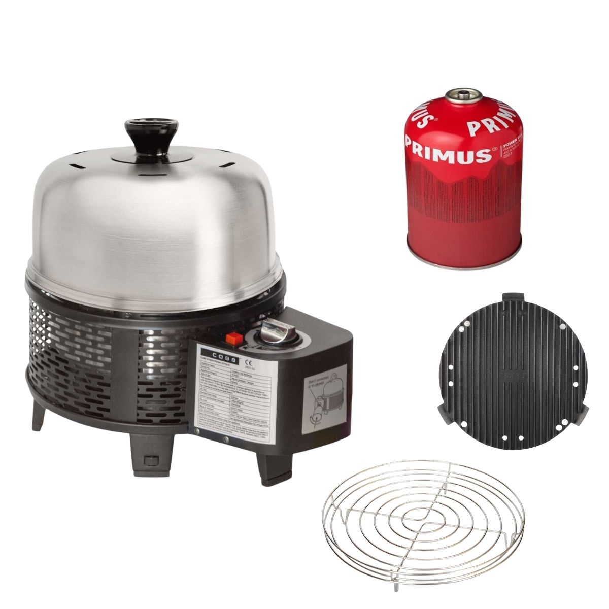 COBB Pro Gas Black und Grillplatte und Griddle - und Bratenrost und Gaskartusche