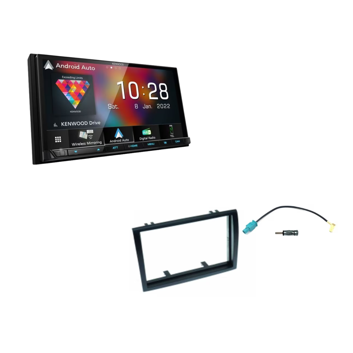 KENWOOD DMX8021DAB-CAMPER inkl- Installations-Kit ohne LFB fuer Fiat Ducato Serie 7 ab Bj. 2014-2022