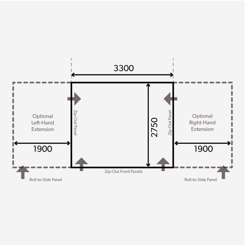 Dometic Kampa aufblasbares Vorzelt Club AIR Pro 330 x 275 cm Anbauhoehe 235-265 cm - 9120001115