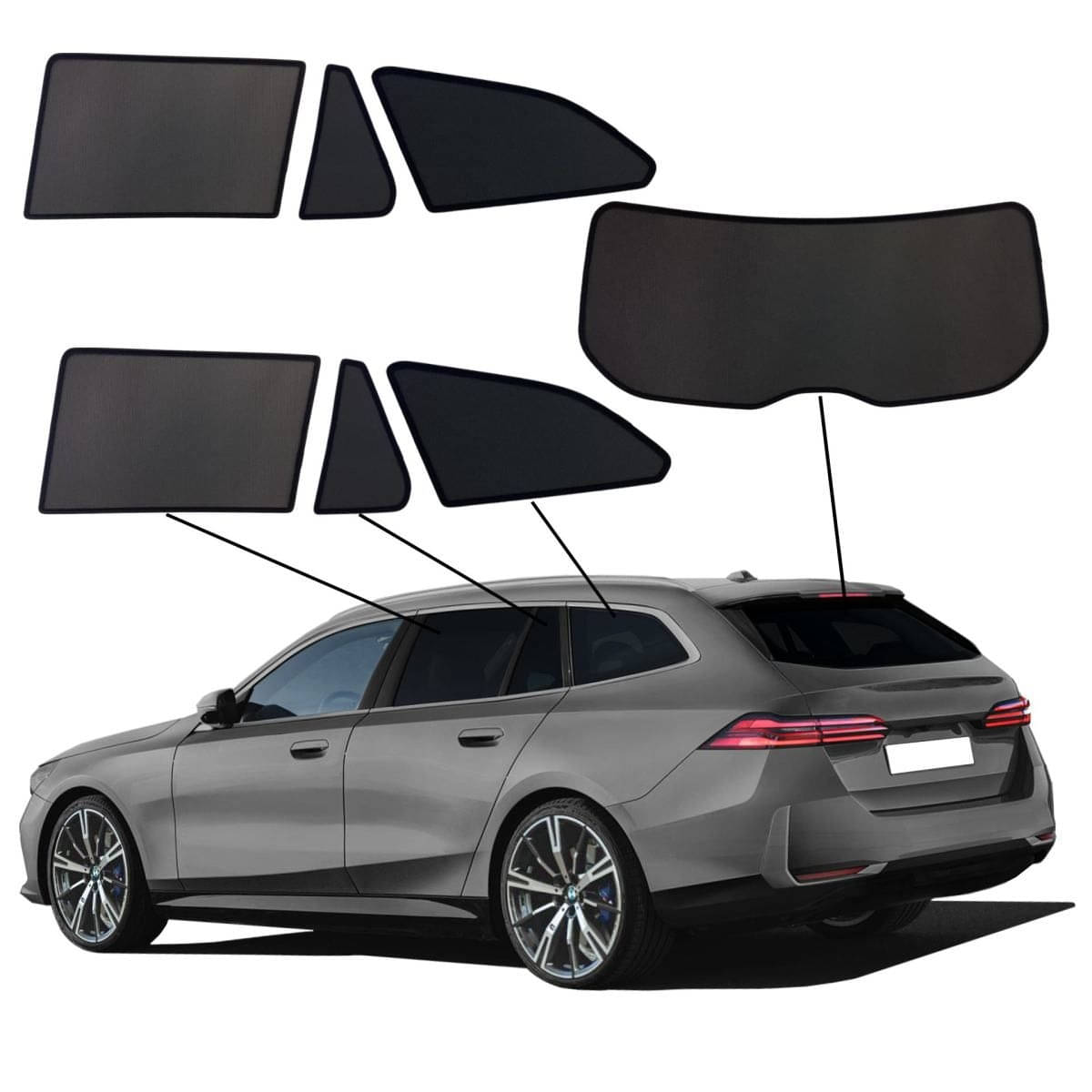 WINDESA SunClip Sonnenschutz - Sichtschutz BMW 5 Touring - i5 ab Bj. 2024 Set ABC - sun-10306abc