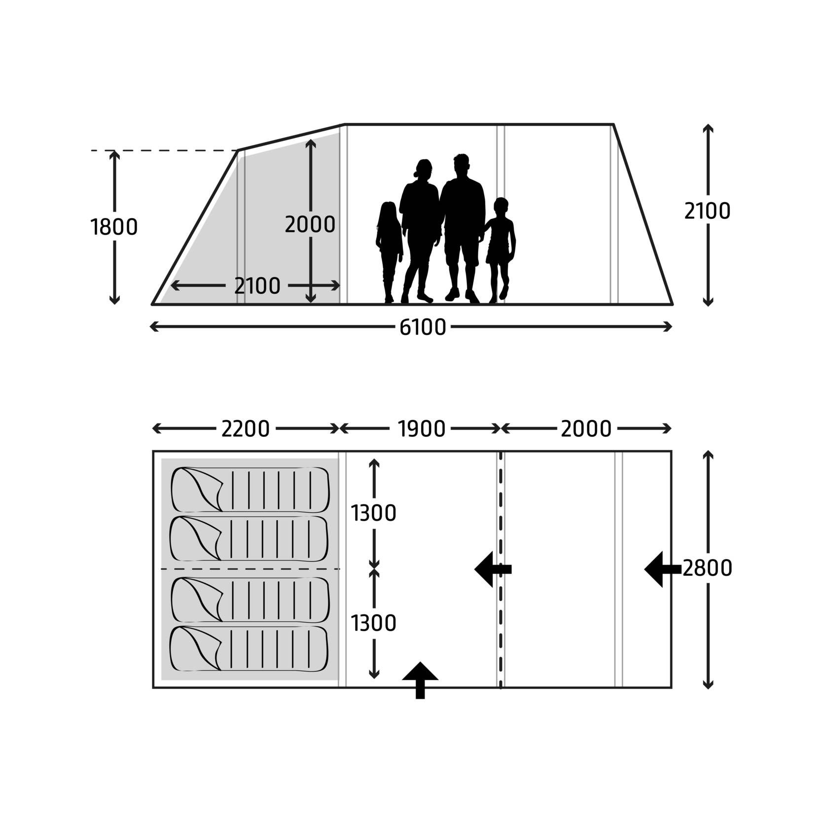 Kampa Hayling 4 AIR aufblasbares Campingzelt fuer 4 Personen