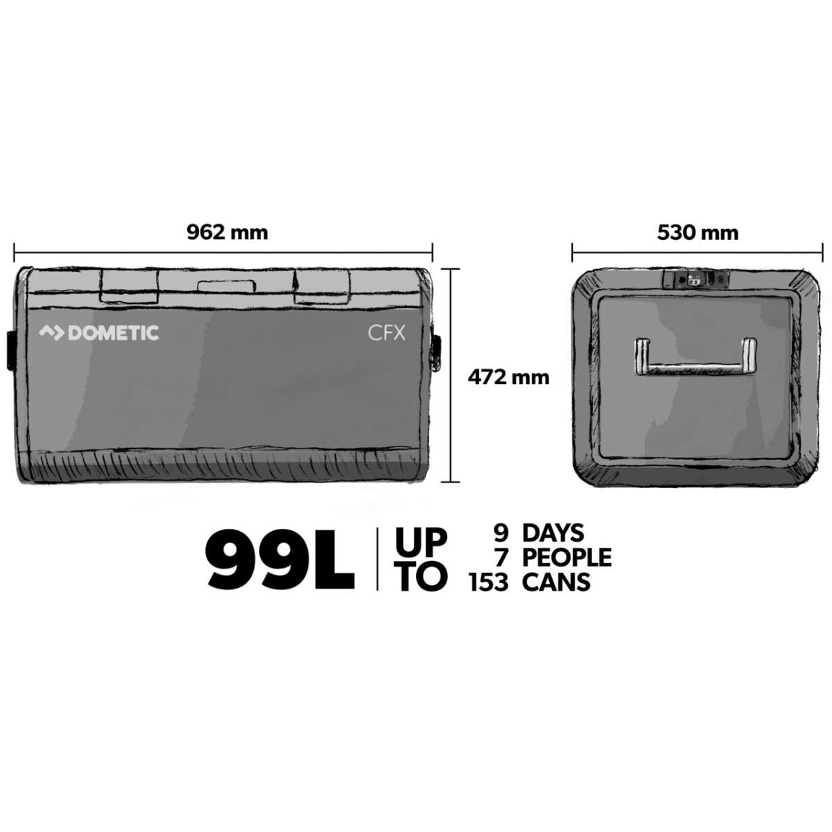 DOMETIC CoolFreeze CFX3 100 Kompressor Kuehlbox 12-24-230 V 99 L - 9600025336