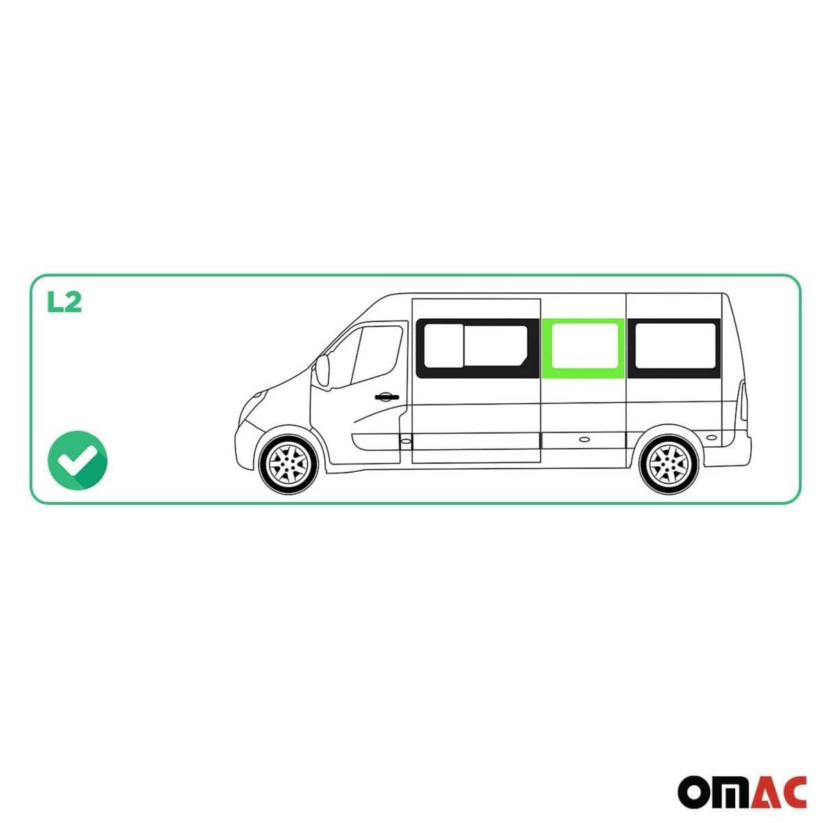 OMAC Seitenfenster Seitenscheibe Opel Movano L1 Bj. 2010–2021 Hinten Links - 6125405F-1RSFL