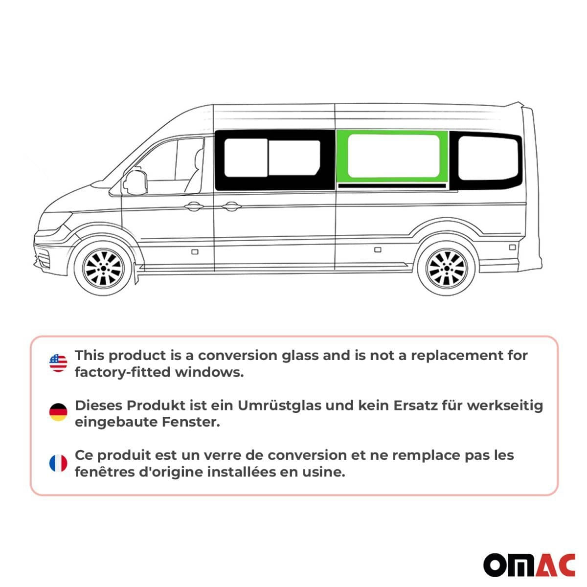 OMAC Seitenfenster Seitenscheibe VW Crafter L3 ab Bj. 2017 Mitte Links Schiebetür OMAC Seitenfenster Seitenscheibe VW Crafter L3 ab Bj. 2017 Mitte Links Schiebetuer - 7556405-1MSDFL