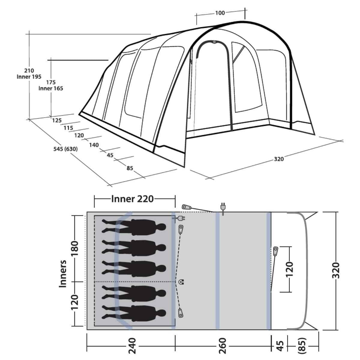 Outwell aufblasbares Familienzelt Colorado 5 Air - 111466