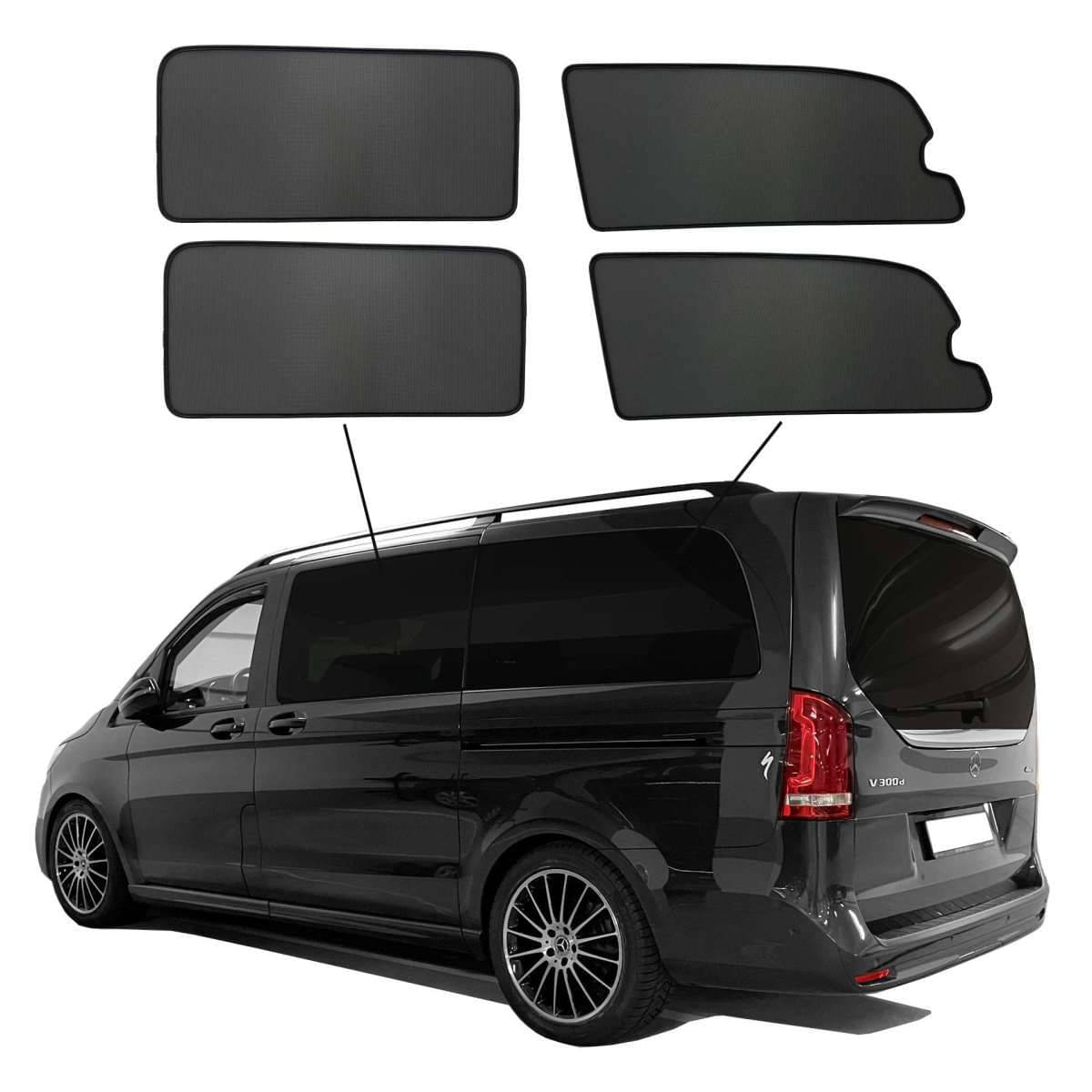 WINDESA SunClip Sonnenschutz - Sichtschutz MB V-Klasse lang Bj. 2014 - 2024 mit Ausstellfenster Set AB - sun-10274ab