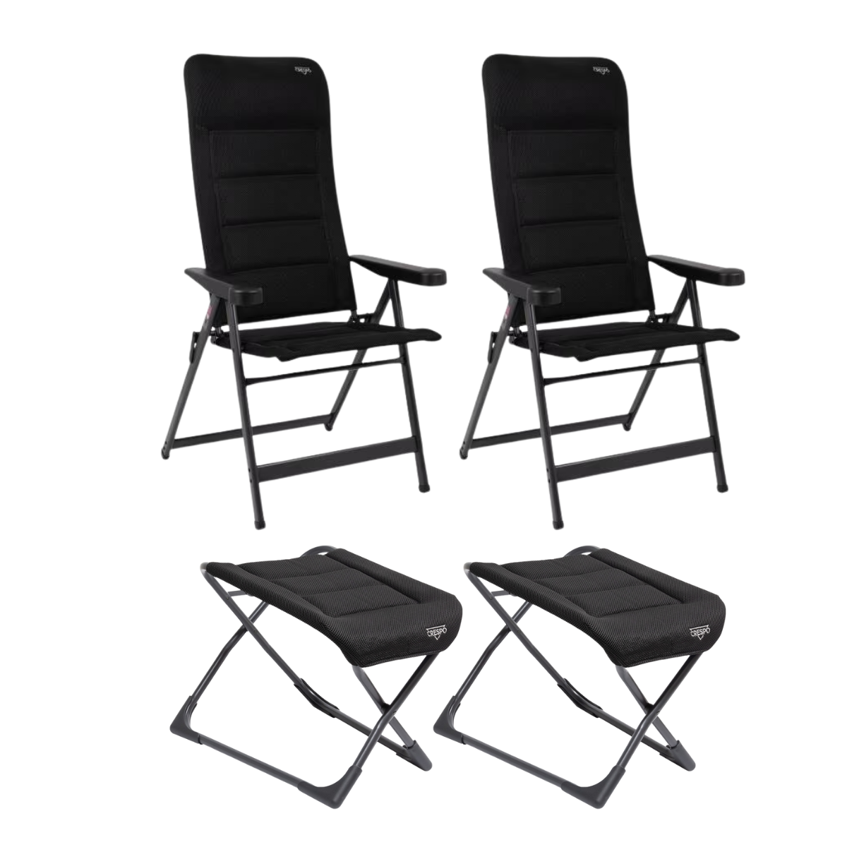 CRESPO Campingstuhl Air Deluxe AP-240-AD schwarz - freistehende Beinauflagen AP-231-AD 2er-Set - 1149141 1149450