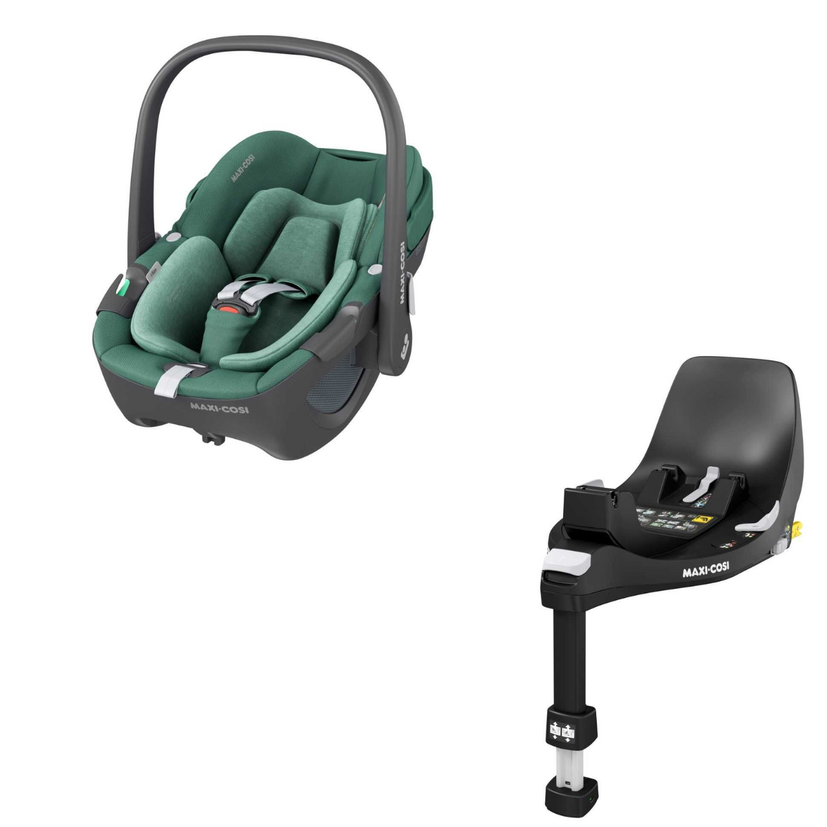 MAXI-COSI Babyschale PEBBLE 360 Essential Green - Basisstation FAMILYFIX 360 - 8044047110 8043010110