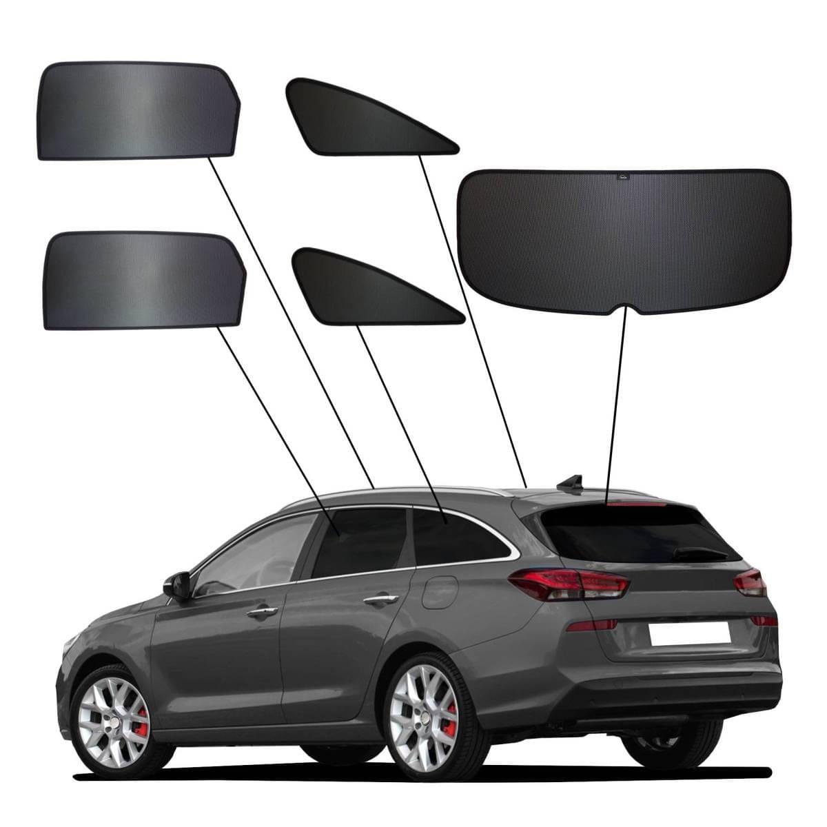 WINDESA SunClip Sonnenschutz - Sichtschutz Hyundai i30 ab Bj. 2016 Set ABC - sun-10438abc