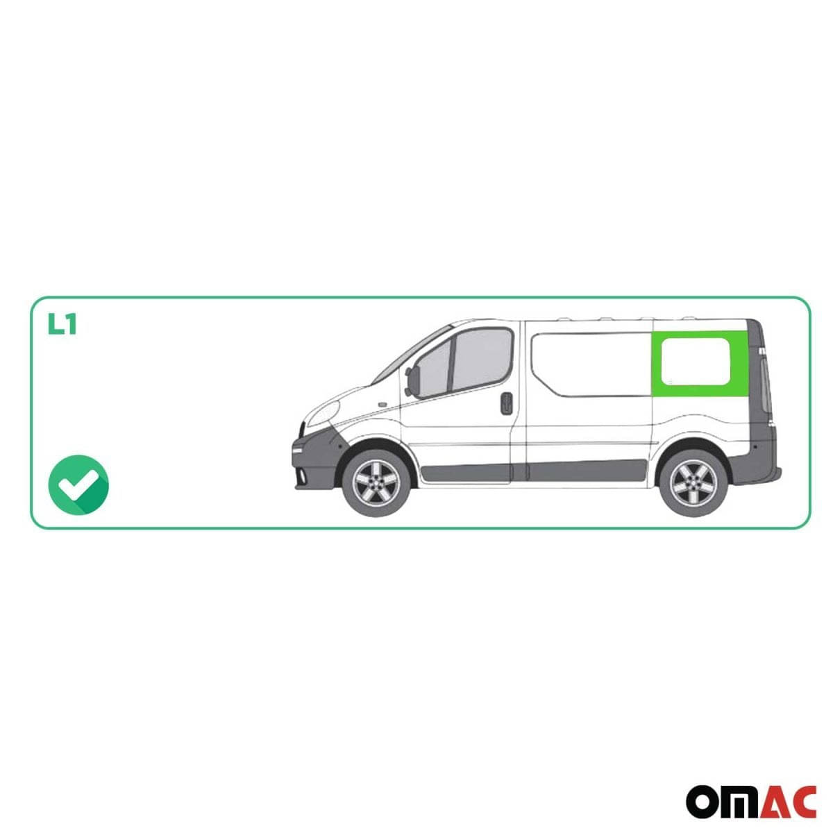 OMAC Seitenfenster Seitenscheibe Nissan Primastar L1 Bj. 2001-2014 Hinten Links - 6121405-1RSFL